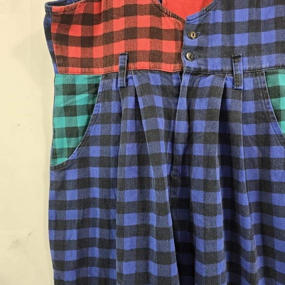 Vintage Jumpsuit Womens Small Medium 90s Gingham Checkered Slouchy Gaucho Tank - Picture 10 of 13